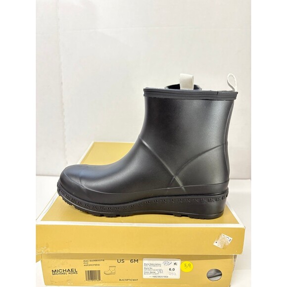 MICHAEL Michael Kors Women's Mac Rain Bootie Black Booties Rubber Size 6M - Picture 2 of 6